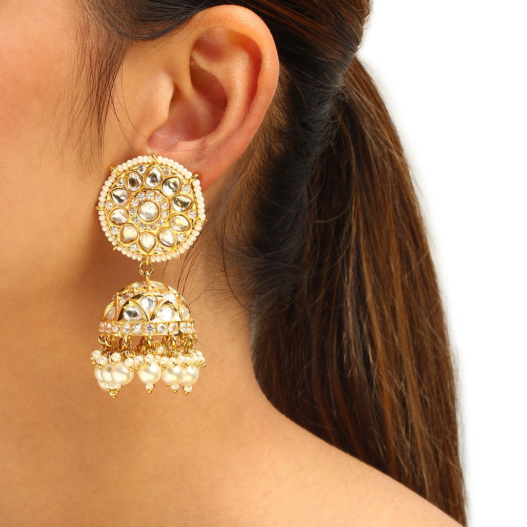 Saarya Pearl and Polki Jhumkas