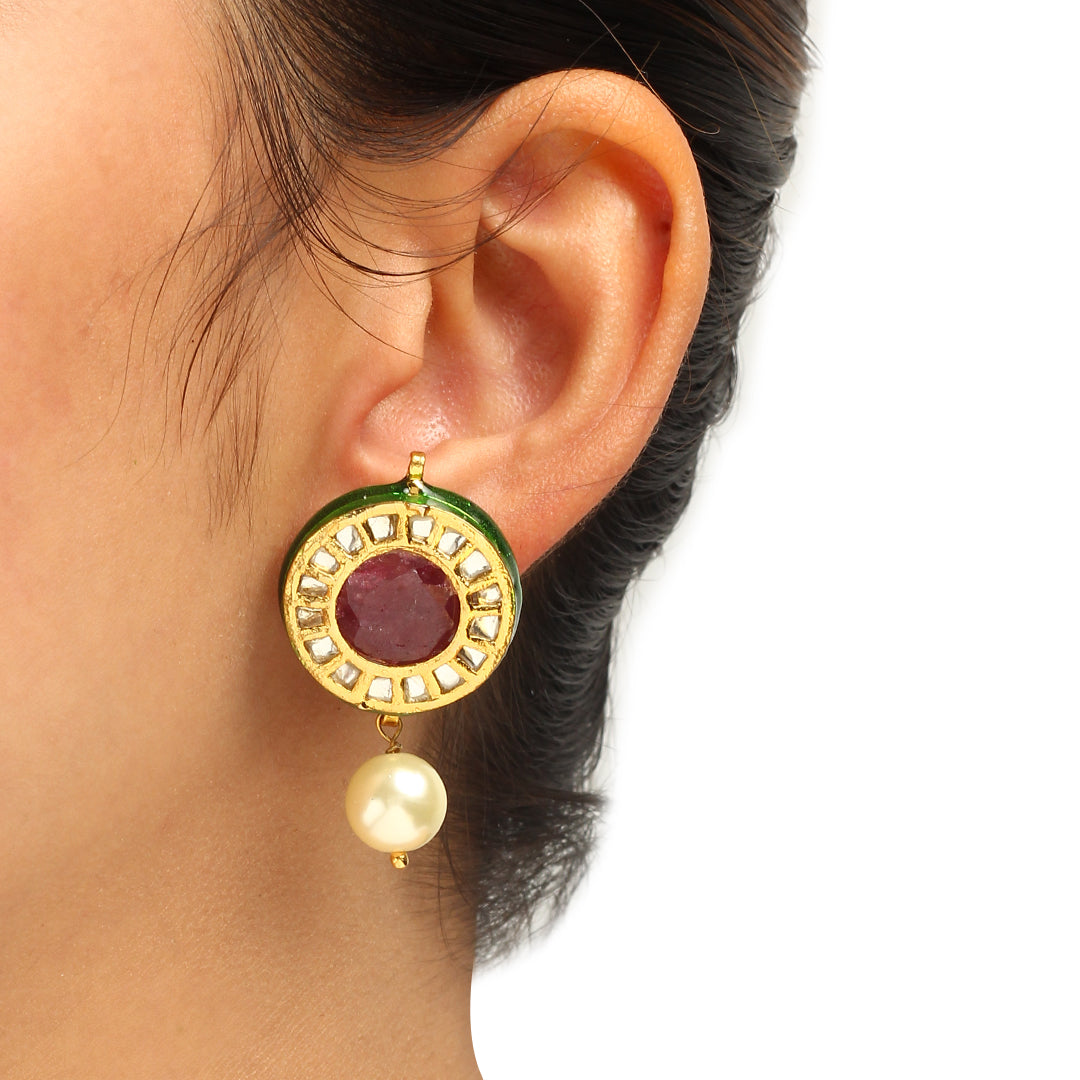 Neeya Ruby Polki Studs