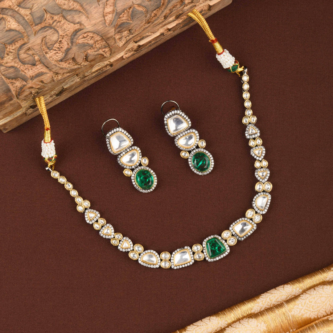 Zoya Emerald and Polki Necklace Set