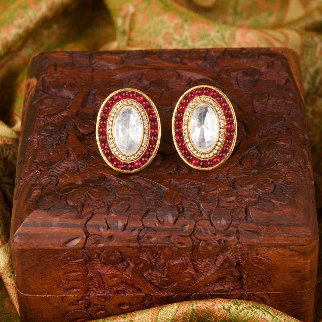 Ira Moissanite Ruby Polki Studs