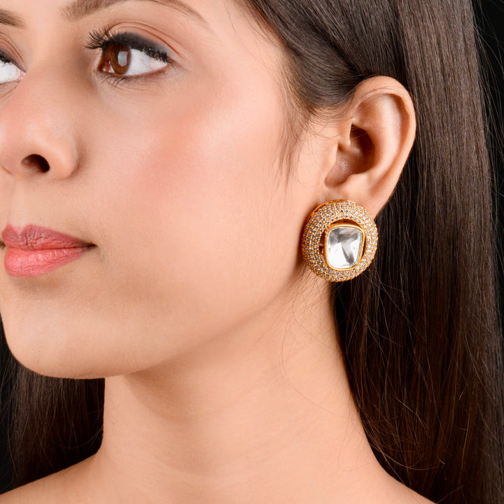 Aazra Moissanite Polki Studs