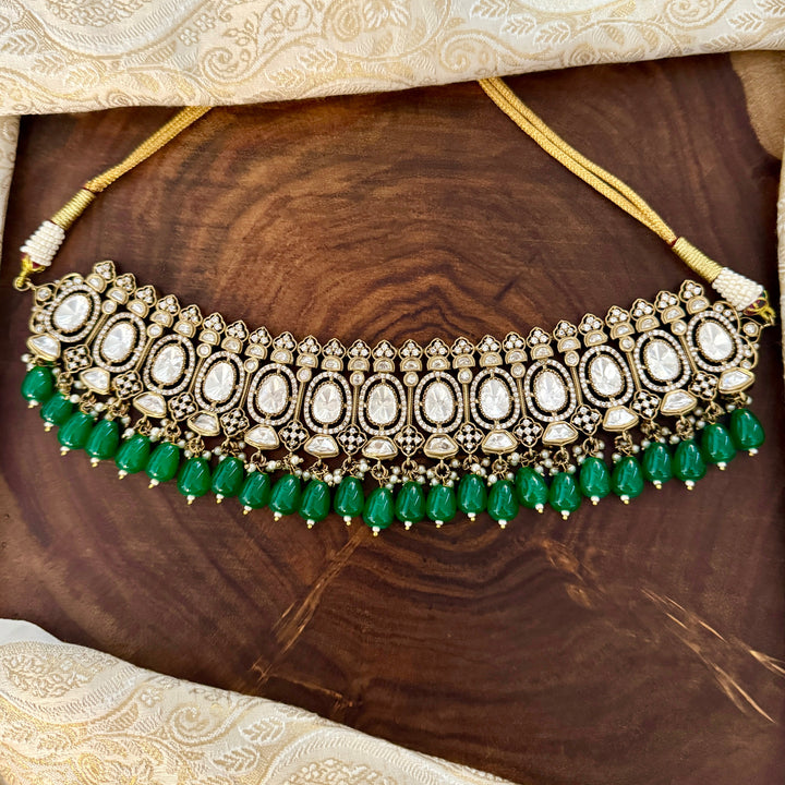 Nirvaya Emerald Polki Choker Set