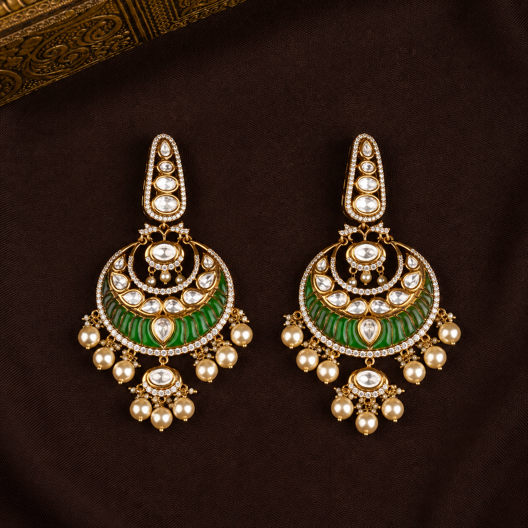 Qayanat Polki and Pearl Earrings