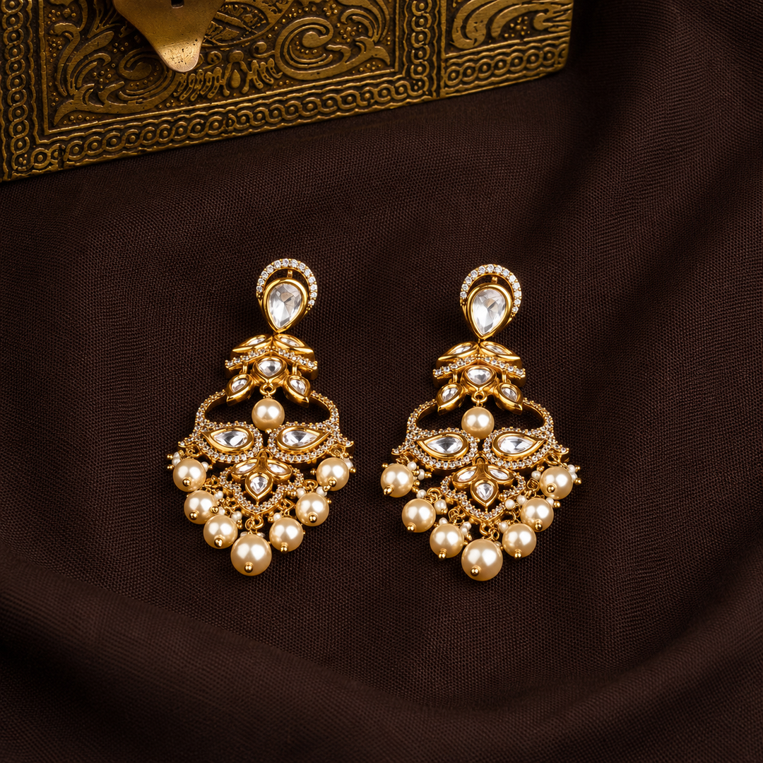 Himani Polki and Pearl Earrings