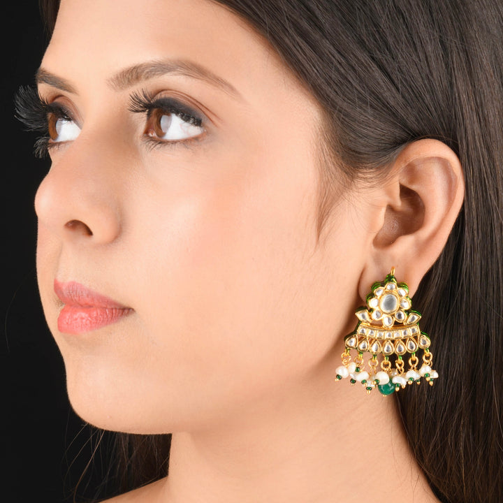 Zeba Pearl and Polki Earrings