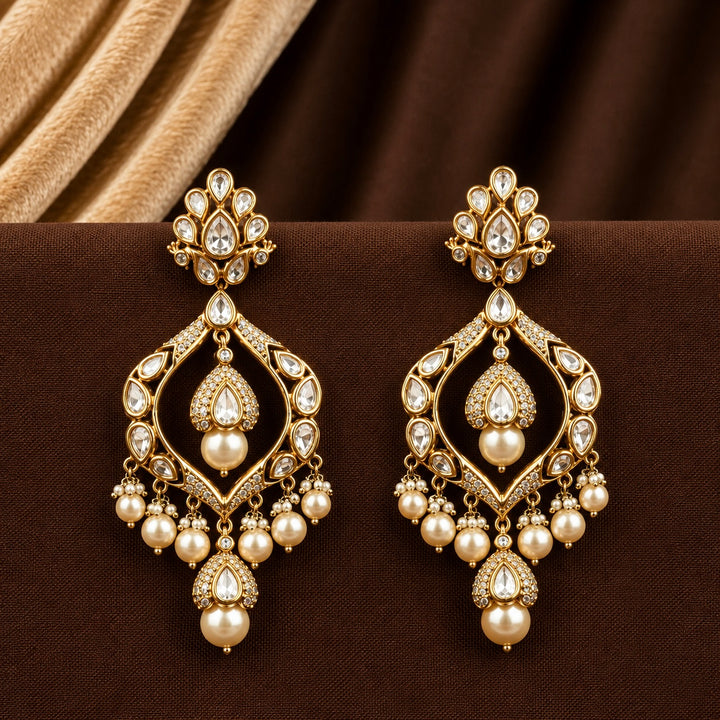 Kasha Polki and Pearl Chandbali