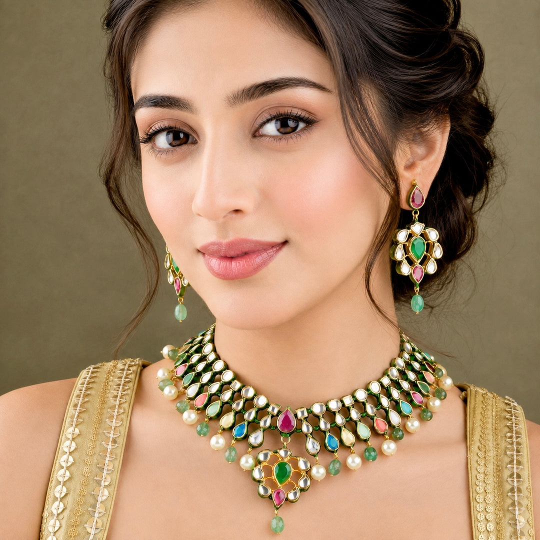Vihana Navratan Necklace Set
