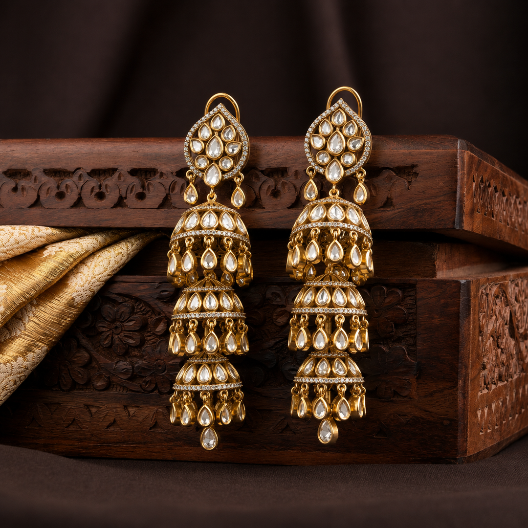 Jasmit Polki Jhumkas