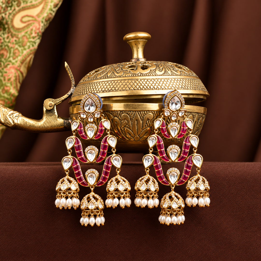Shravya Polki and Pearl Earrings