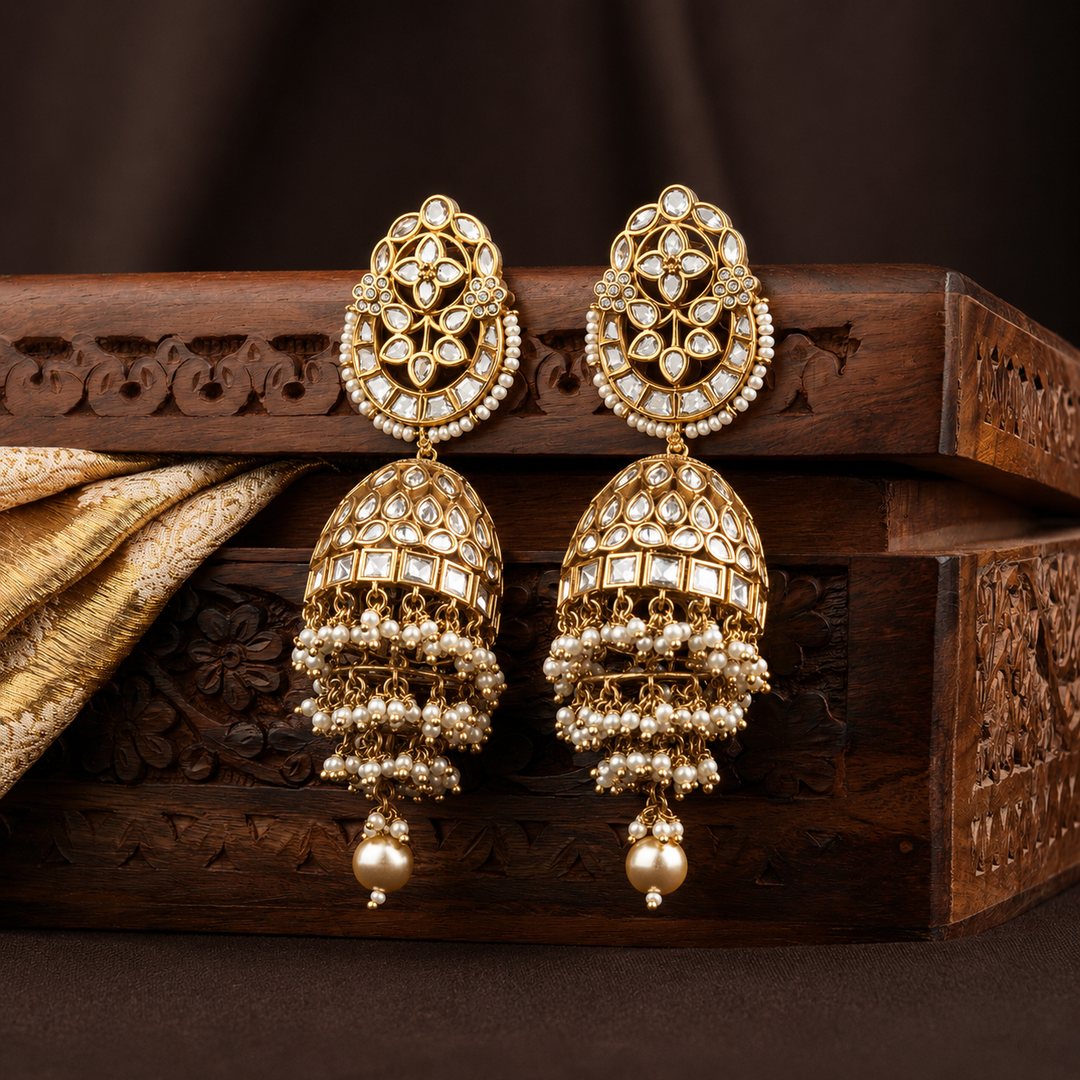 Aaisha Polki and Pearl Jhumkas