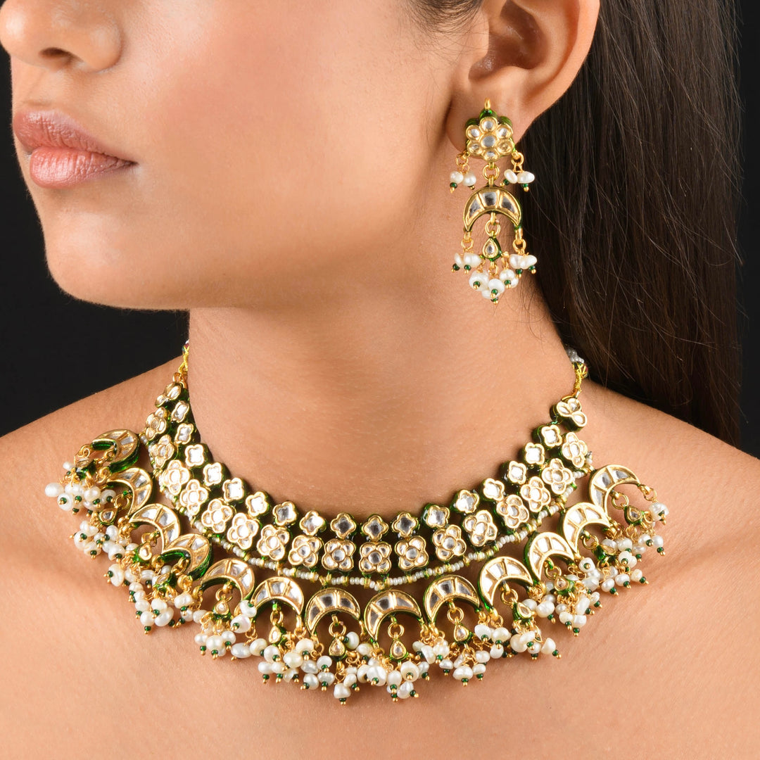 Ishya Pearl and Polki Necklace Set