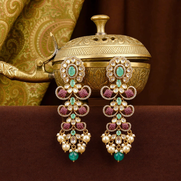 Ruhanika Ruby and Mint Green Earrings