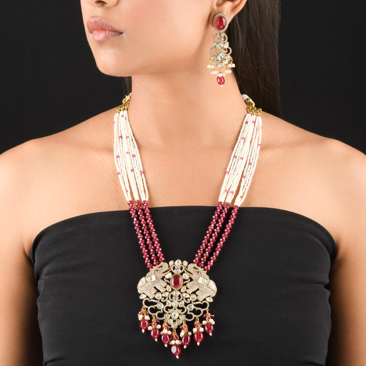 Tripti Pearl and Polki Necklace Set