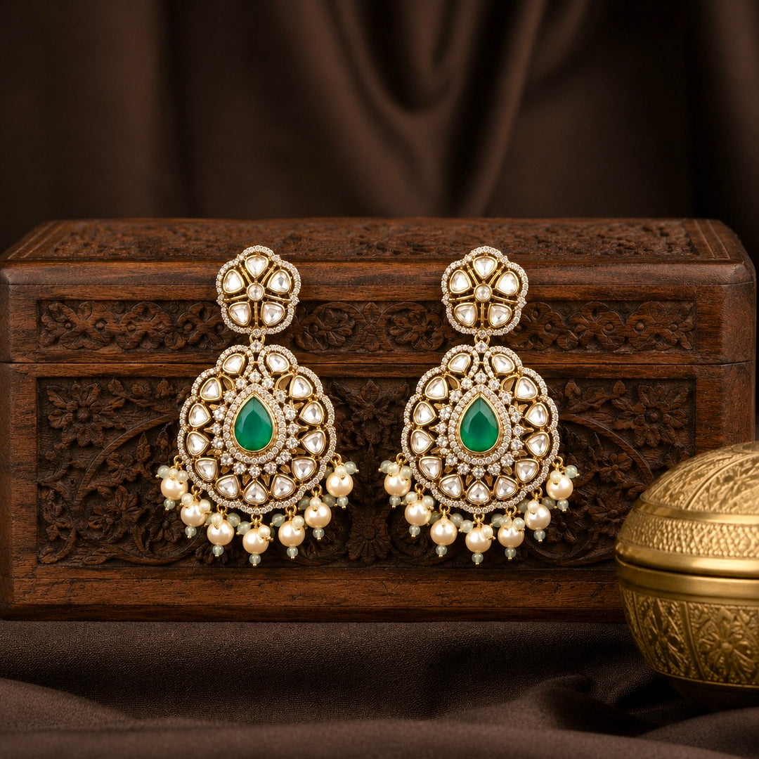 Vinita Polki and Pearl Earrings