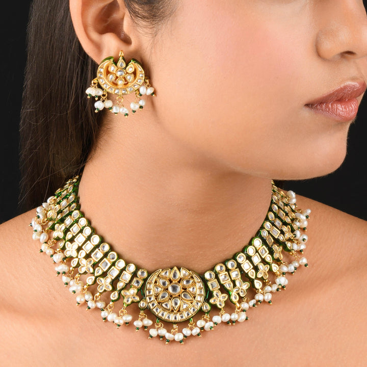 Anokhi Pearl and Polki Necklace Set