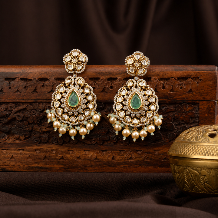 Vinita Polki and Pearl Earrings