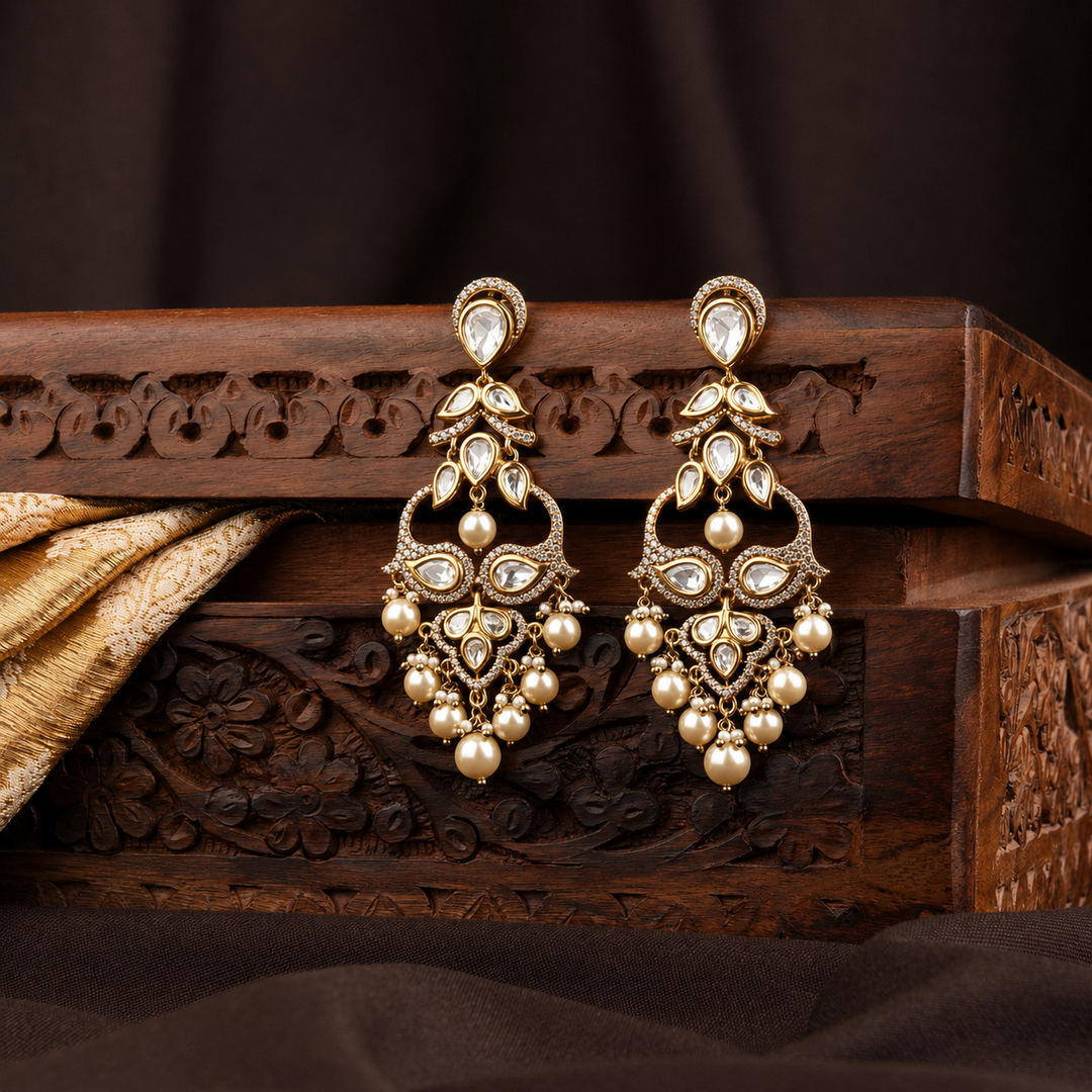 Himani Polki and Pearl Earrings