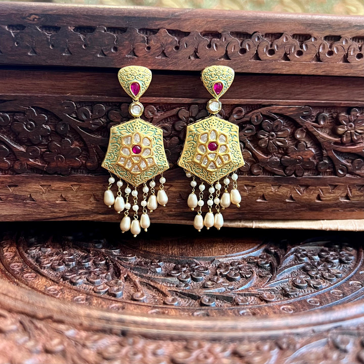 Urjika Enamel And Pearl Earrings