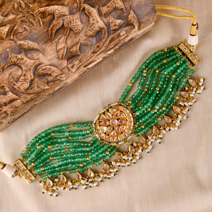 Devisha Emerald Polki Choker Set