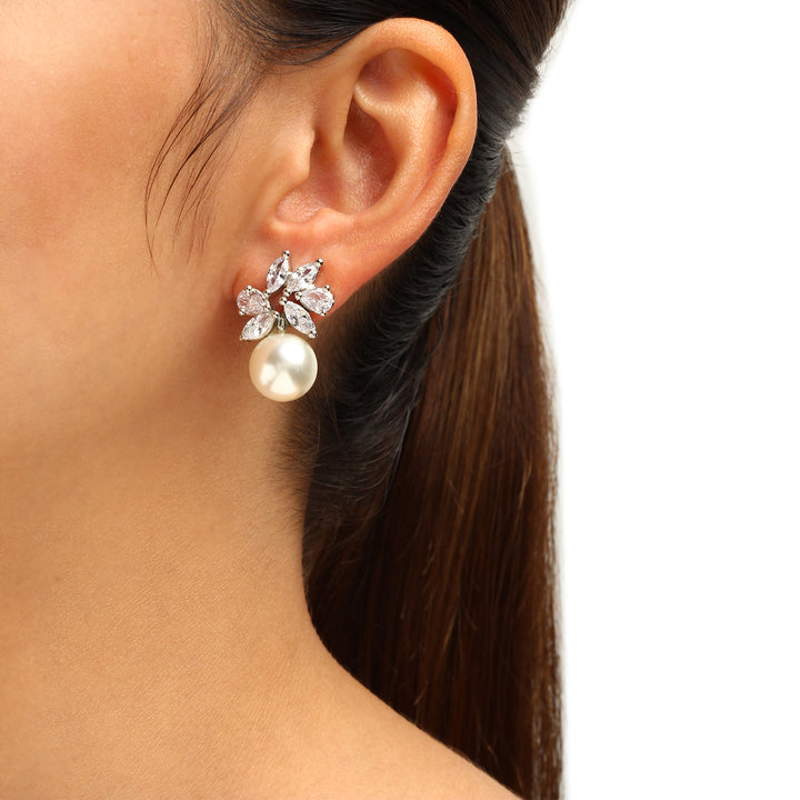 Ivory Diamond and Pearl Studs