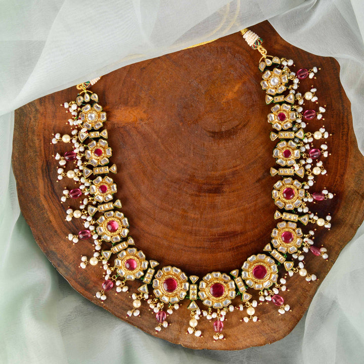 Charita Ruby And Polki Necklace Set