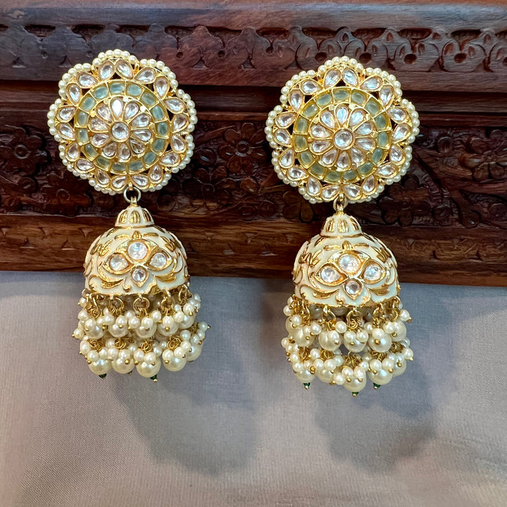 Malvika Meenakari Pearl Jhumka