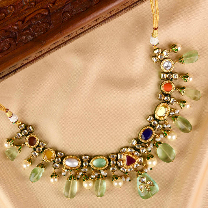 Umayma Multicoloured Polki Necklace Set