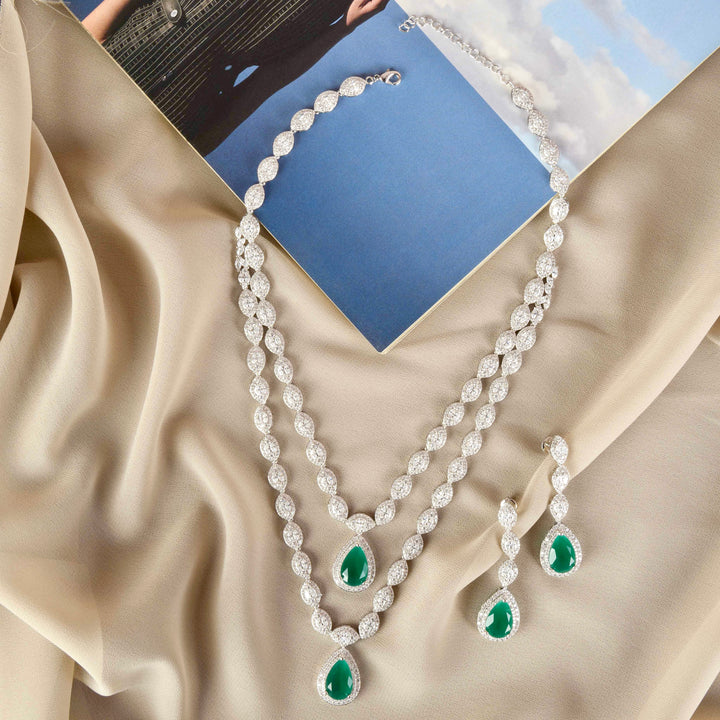 Gracelyn Emerald And Diamond Necklace Set