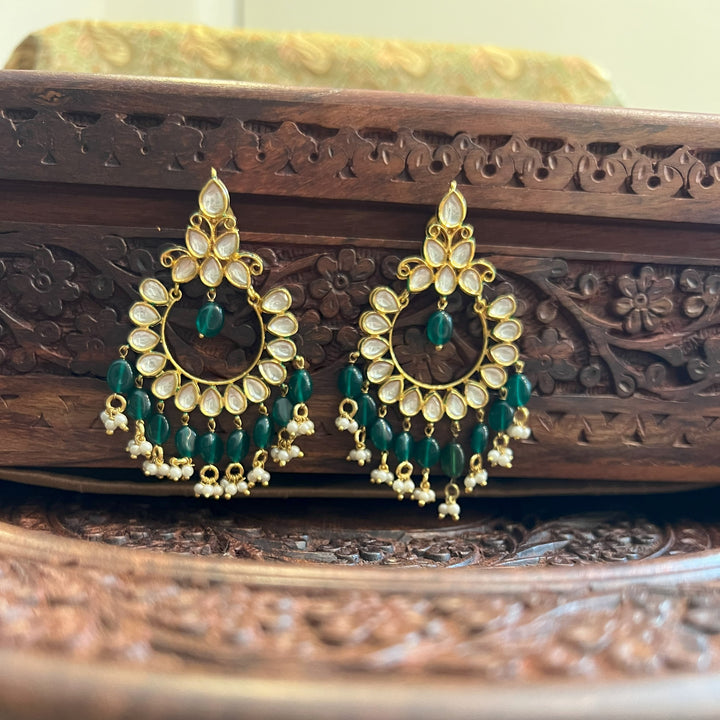 Mahita Emerald And Polki Earrings