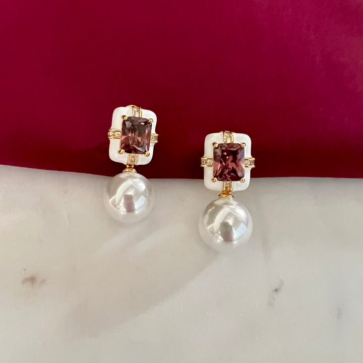 Dylan Enamel Pearl Studs