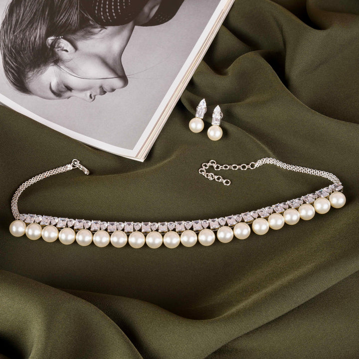 Estella Diamond And Pearl Choker Set