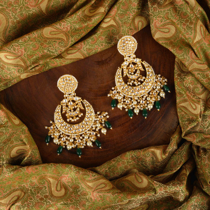 Nauhreen Emerald And Polki Chandbali