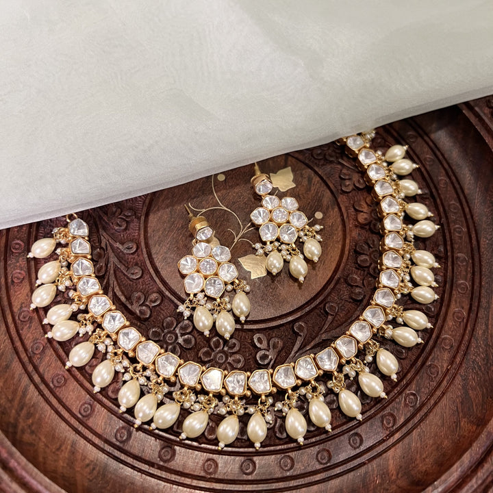 Farah Pearl and Polki Necklace Set