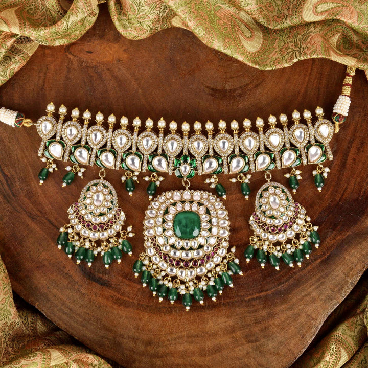 Triveni Moissanite Polki Choker Set