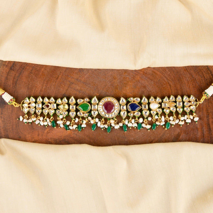 Mayur Pearl and Polki Choker Set