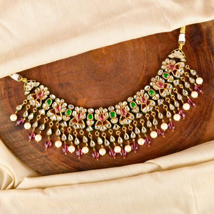 House of MISU in Suhana Pearl and Polki Necklace Set