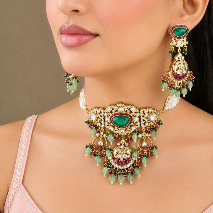 Arisha Ruby and Emerald Choker Set