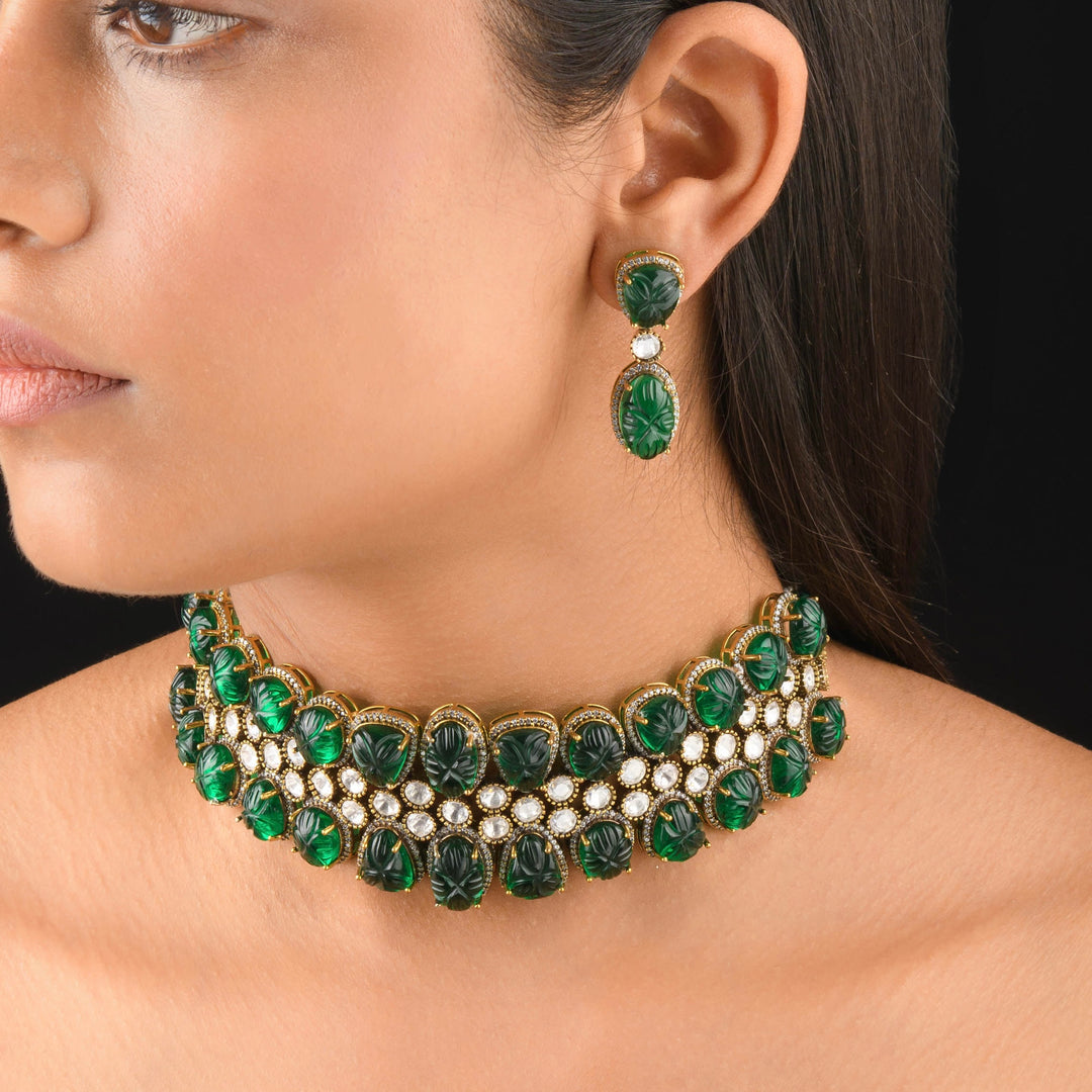 Kashvi Polki and Emerald Choker Set