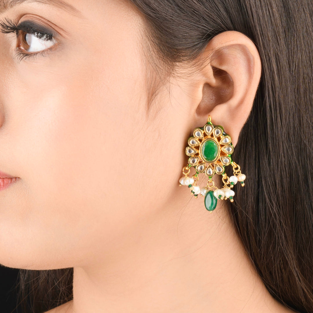 Diya Pearl and Polki Earrings