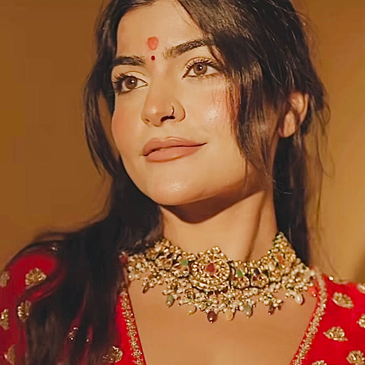 Kritika Khurana in Ikshita Navratan Necklace Set