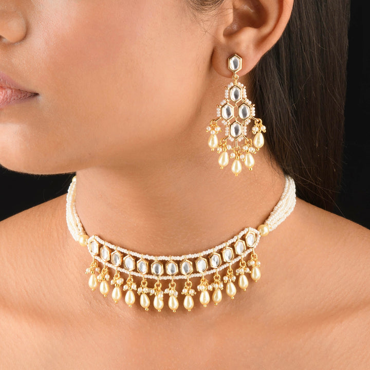 Ishanvi Pearl and Polki Choker Set