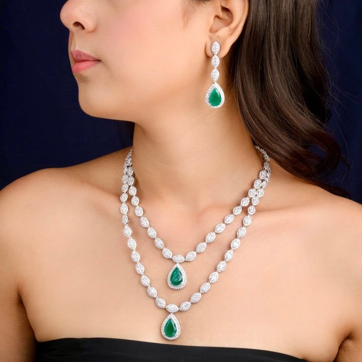 Gracelyn Emerald And Diamond Necklace Set