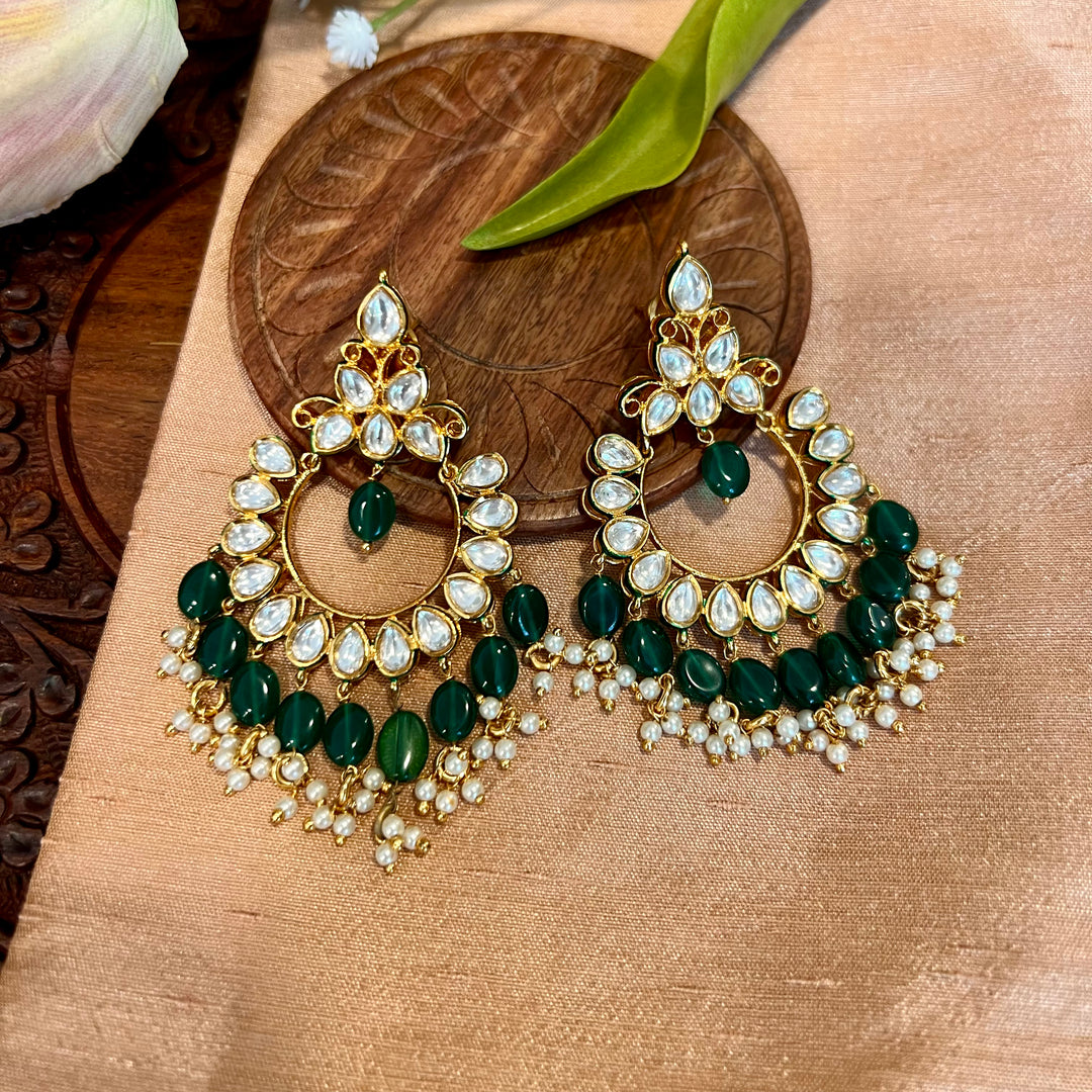 Mahita Emerald And Polki Earrings