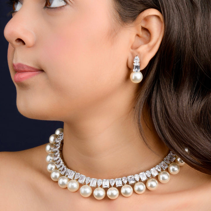 Estella Diamond And Pearl Choker Set