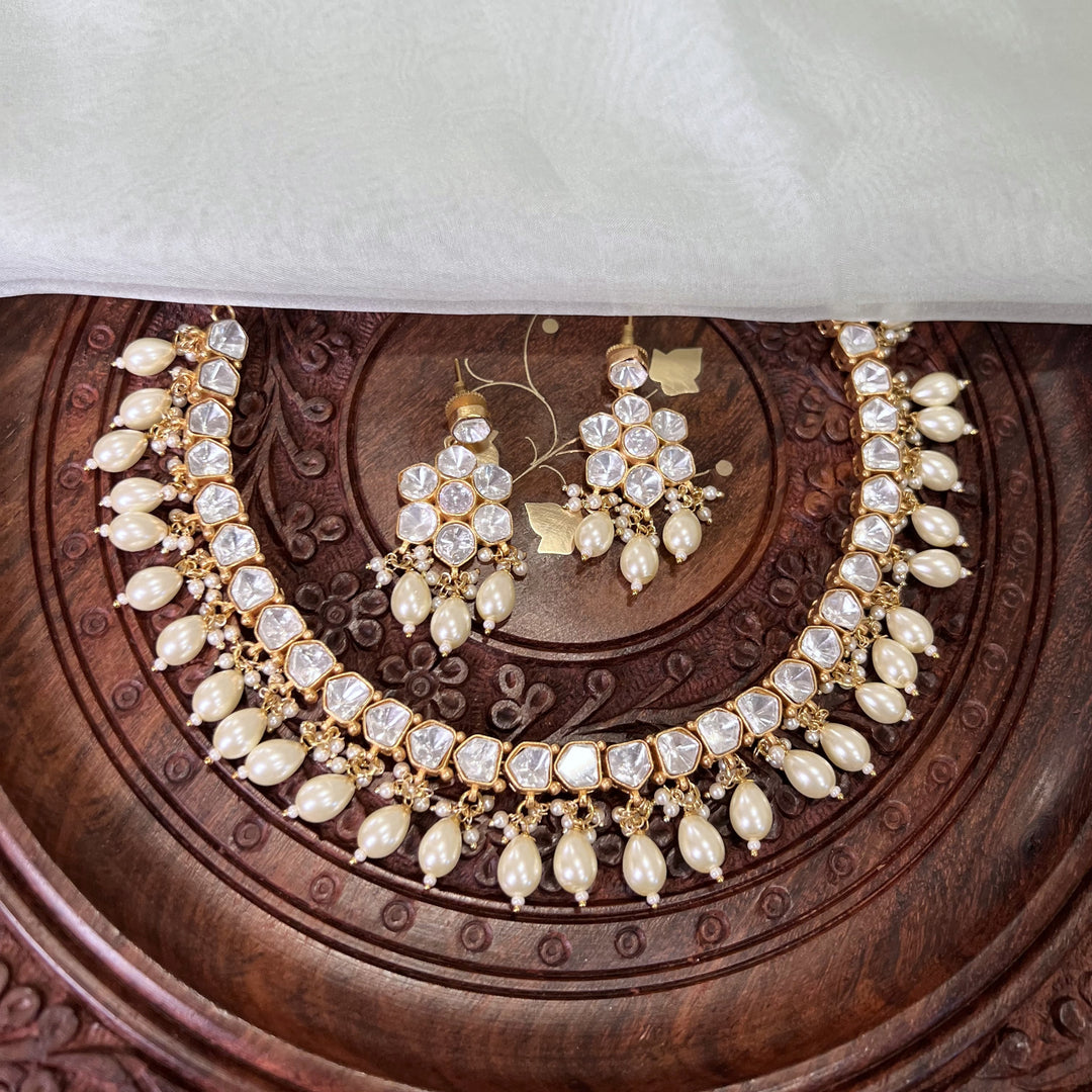 Farah Pearl and Polki Necklace Set