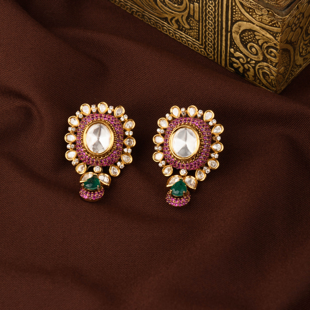 Lakshita Moissanite Polki Studs