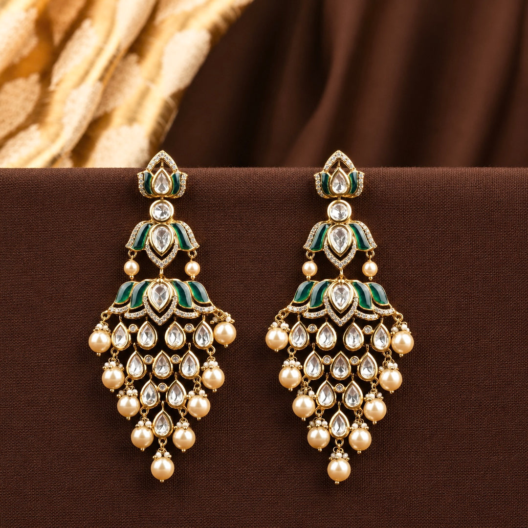 Inayat Polki and Pearl Earrings
