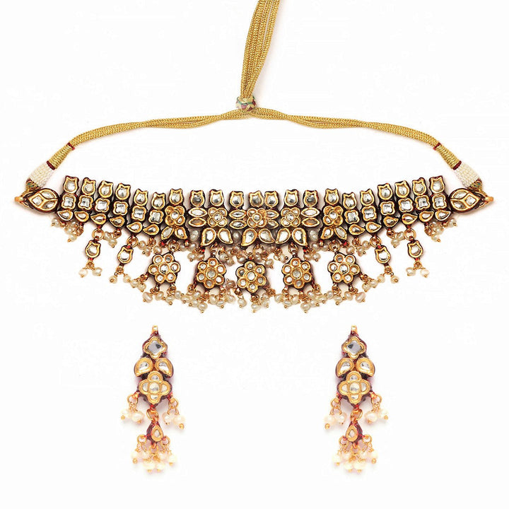 Sadika Polki and Pearl Choker Set