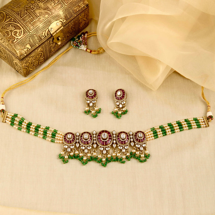 Aaliya Polki and Pearl Choker Set