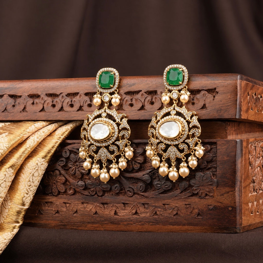 Nivya Polki and Pearl Earrings
